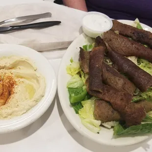 Gyro Salad and Hummus