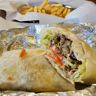 Egg plant falafel wrap