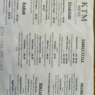 menu