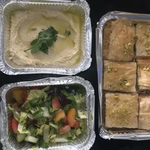 Hummus, Tabouli Salad and baklava