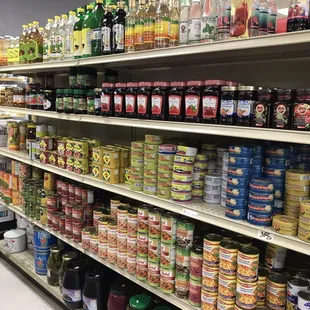 a wide selection of canned food