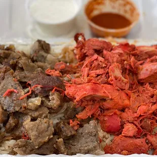 Mixed (lamb &amp; chicken ) over rice