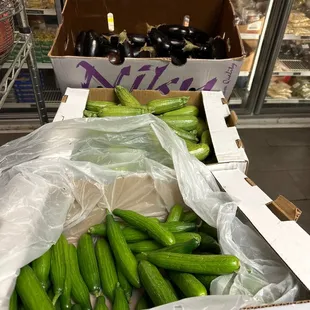 a box of cucumbers