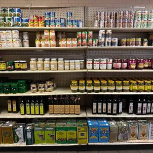 shelves of various products