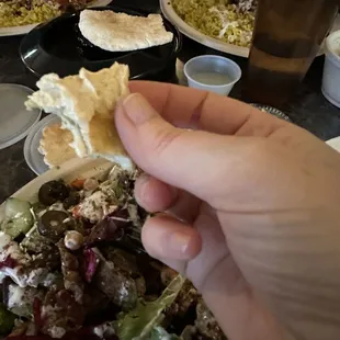 Pita bread and delicious bite of hummos