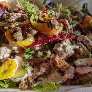 Gyro salad close up