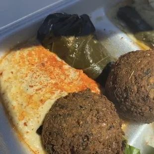 Falafel, hummus, dolmas