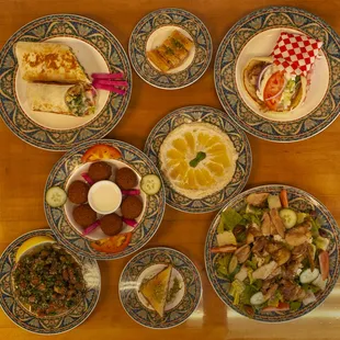 a variety of plates of food