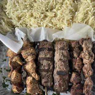 Skewers and rice