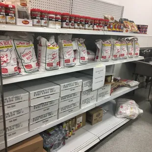 shelves of food and condiments