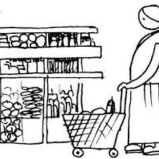 a woman pushing a shopping cart