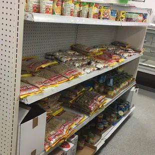 the shelves of a grocery store