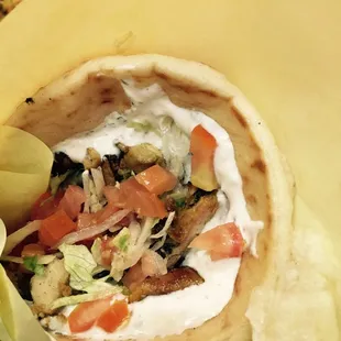 a pita filled with vegetables