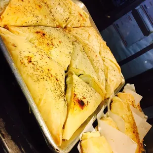 a pan of food on a counter