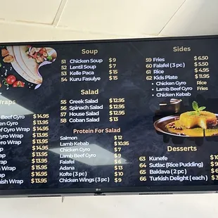 Menu as of September 2024