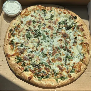 Spinach Alfredo Pizza