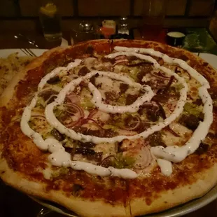 Greek lamb pizza. Phenomenal