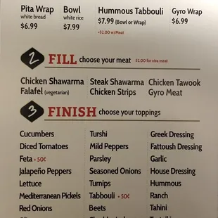 menu