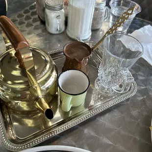Turkish coffee and mint tea