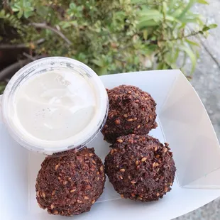 complimentary falafels, so nice! Maybe bc we had to wait longer than usual