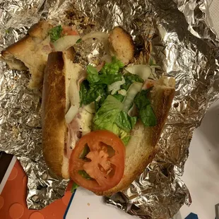 One pc meat on burnt bread for $10