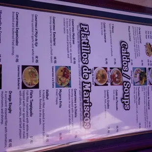 sushi and sashimi, menu