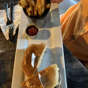 Wagyu burger and fries