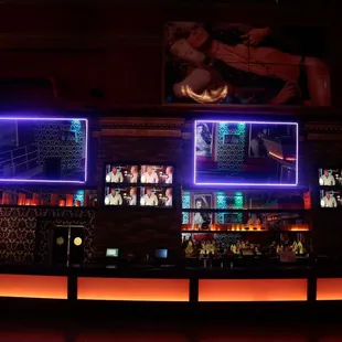 a bar with neon lights