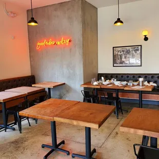 Mee and Greet itself is clean, vibrant and chilled. Indoor dining or to go available.