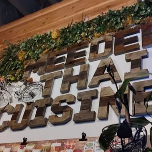 a sign for the restaurant