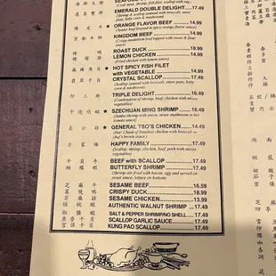 Latest menu as of January 2024