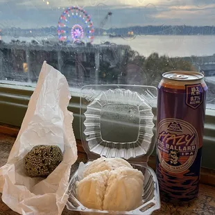 a view of a ferris through a window