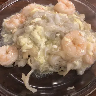 Egg Swirl Shrimp Over Chow Fun