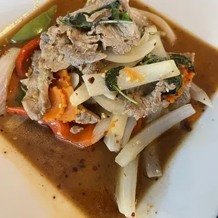 Stir Fried Beef with Basil very good