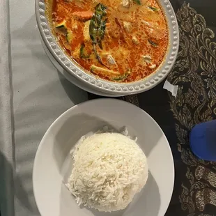 Panang Curry with Chicken and Complementary White Rice
