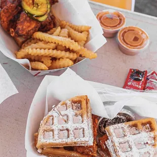 Tenders box and chicken and waffles