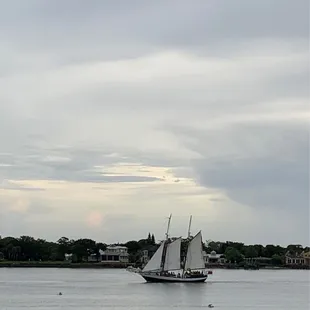A schooner sailing by....seen from balcony dining area...