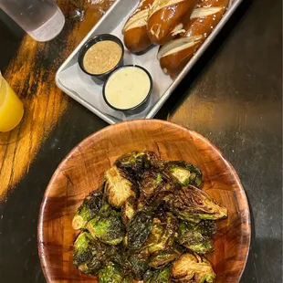 Crispy Brussels Sprouts and Pretzel Bites