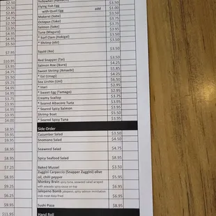 the menu