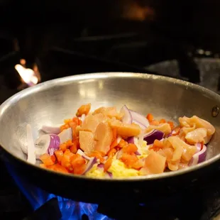 a frying pan on the stove