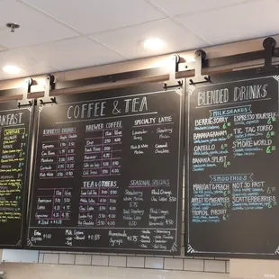 Menu as of mid March 2022