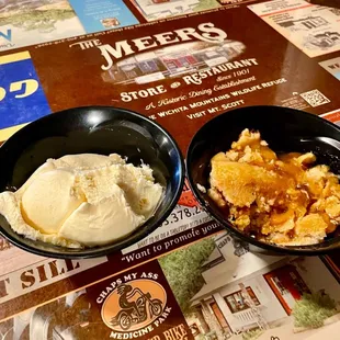 Peach Cobbler and Homemade Ice Cream