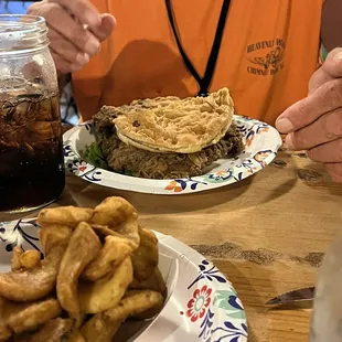 Spicy wedges and Chicken Fried Steak Sandwich