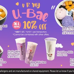 Celebrate our newest Ube Series Summer launch! Get 10% off all Ube items all month long!