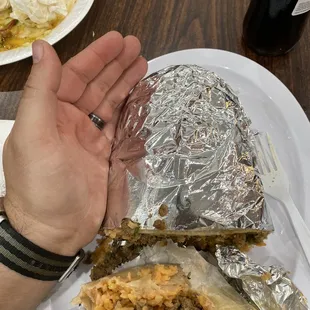 Half of the burrito.