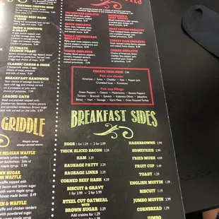 the breakfast menu