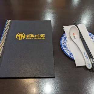 Menu and eating utensils