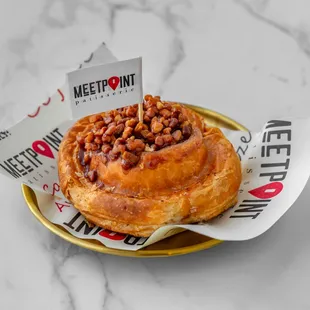 a pastry with beans on top