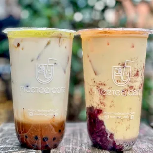 Coffee boba latte &amp; purple rice tea (IG:hangryforwhat)