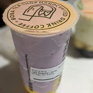 Ube and pudding smoothie